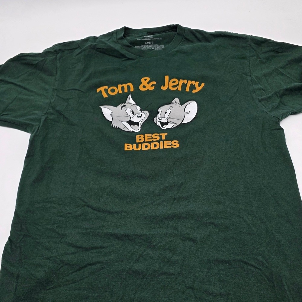 Cartoon‎ Tom & Jerry T-Shirt Mens Large Green Best Buddies Graphic Animation